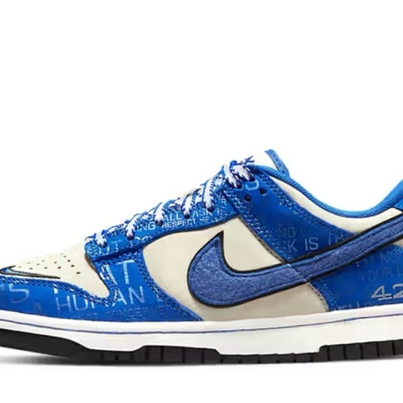 Nike Blue and White Jackie Robinson Low Dunk Shoes main image 4
